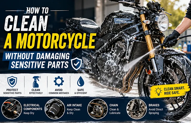 How to Clean a Motorcycle Without Damaging Sensitive Parts